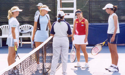 Jelena Dokic, Wynne Prakusya, Janet Lee, Kim Clijsters (2002 JP Morgan Chase Open)