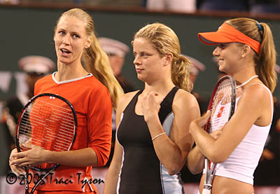Elena Dementieva, Kim Clijsters, Daniela Hantuchova (2005 Indian Wells)
